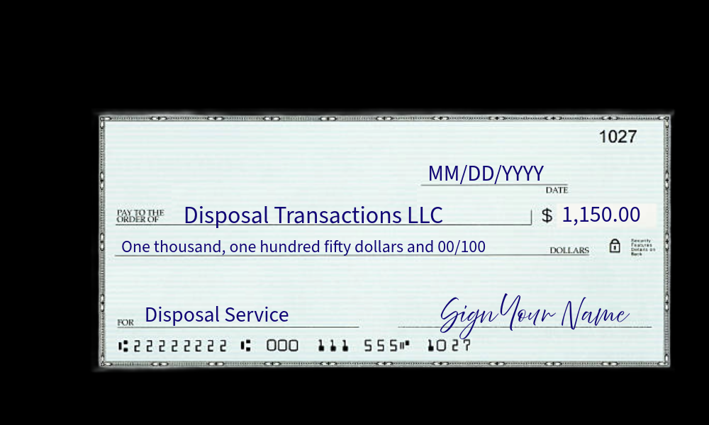 EXAMPLE - CHECK FRONT - DISPOSAL TRANSACTIONS LLC